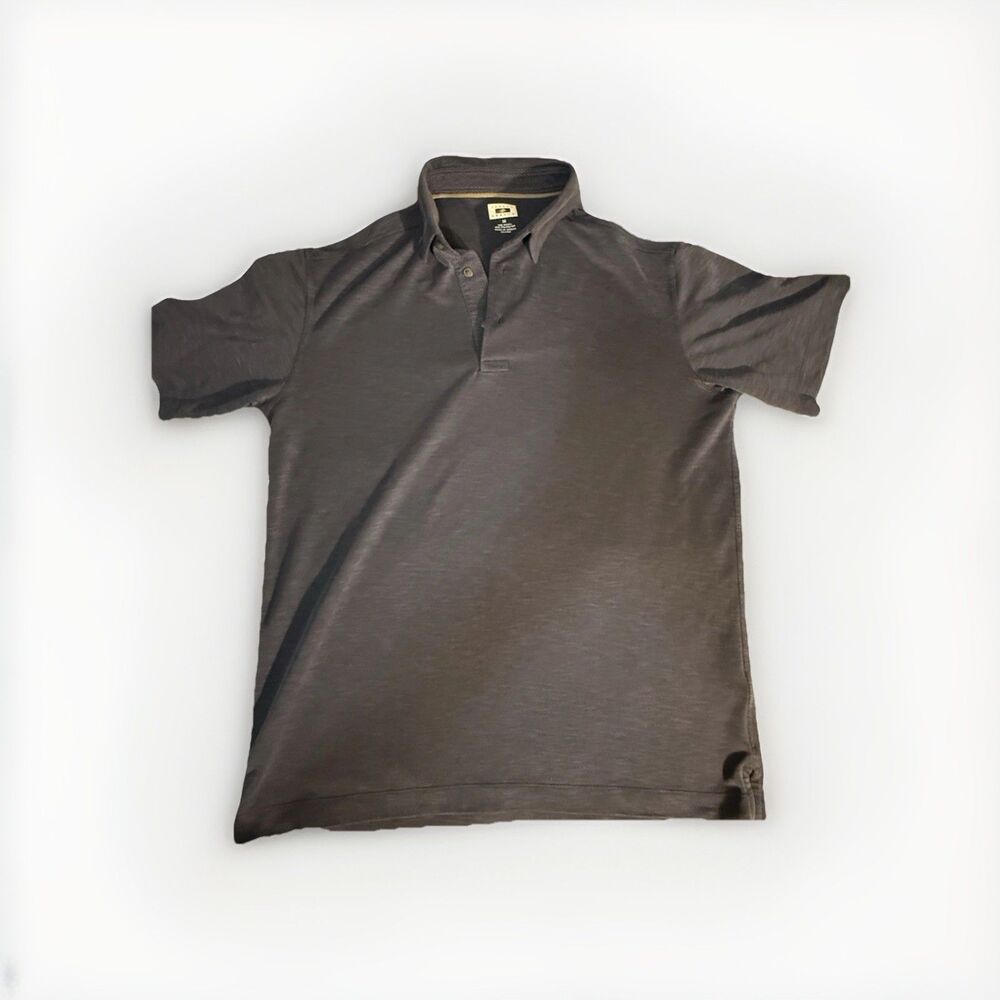 Joseph Abboud Men's Polo Shirt Gray M Short Sleeve Button Collared Solid Knit